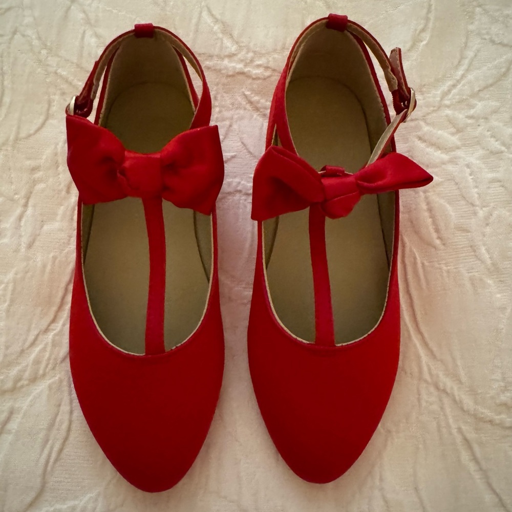Janie & Jack Red Silk Shoes. Size 13